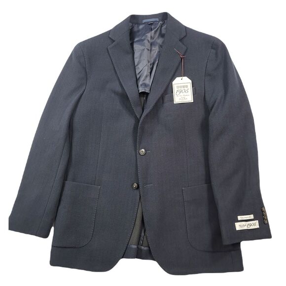 JoS A Bank Sport Coat Mens 42R 42‎ Midnight Blue Herringbone Tailored Fit 1905